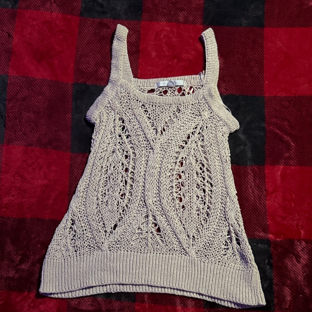 LC Lauren Conrad Cream Knit Tank Top